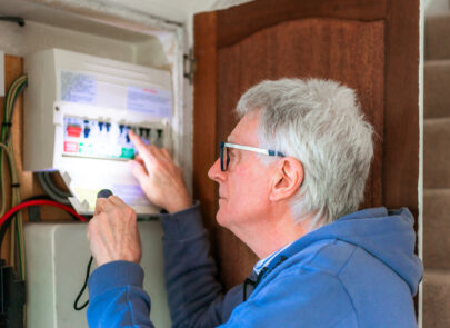 image illustrative d'une personne vérifiant un tableau électrique