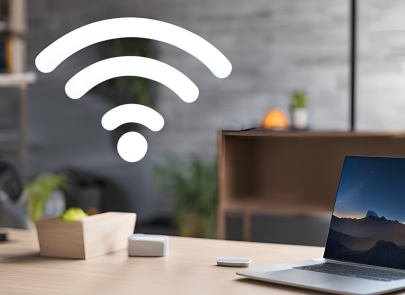 Logo wifi et ordinateur