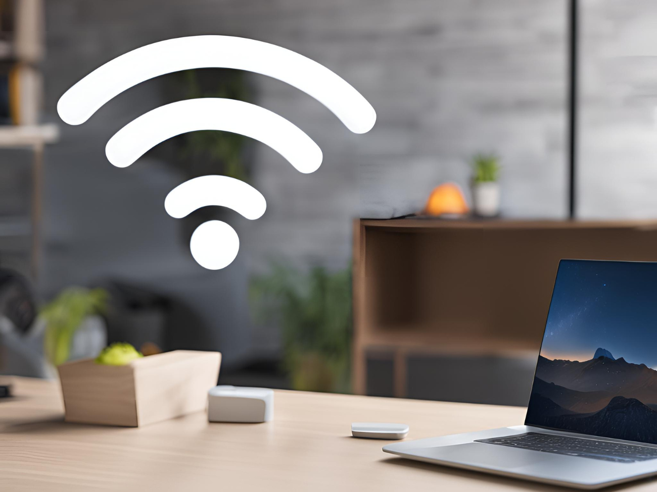 Logo wifi et ordinateur