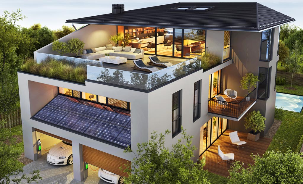 image de maison de luxe de 2 étages avec de la végétation