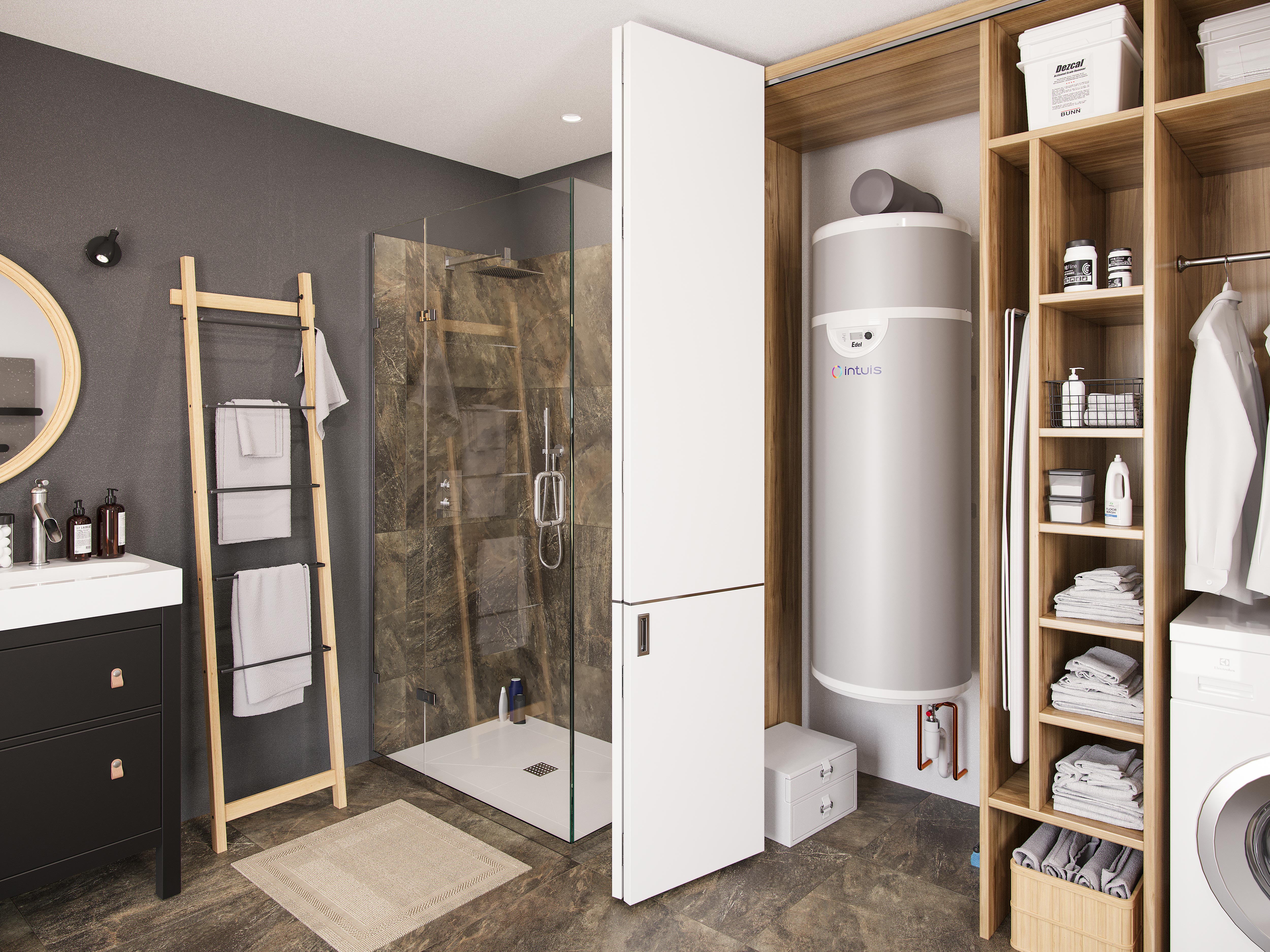 image d'une salle de bain avec un chauffe eau thermodynamique