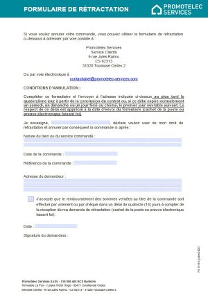 formulaire de rétractation