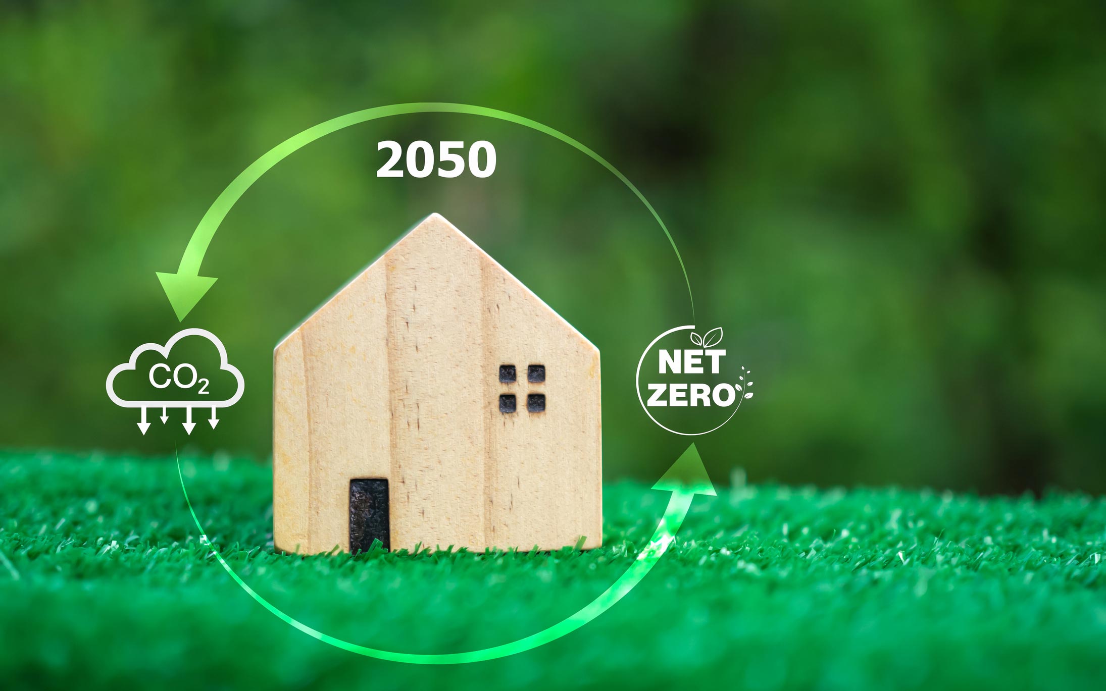 image représentant une maison en bois sur une pelouse